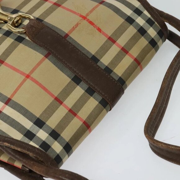 Burberrys Nova Check Shoulder Bag Canvas Beige Gold Auth 117545 - Picture 6 of 15